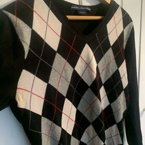 Ralph Lauren Gold Cashmere Sweater M Argyle